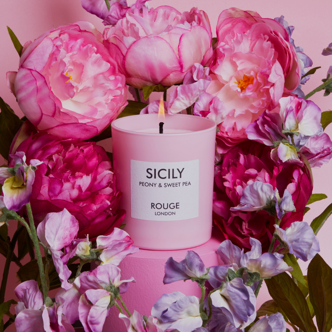 Sicily - Peony & Sweet Pea Luxury Scented Candle - By Rouge London