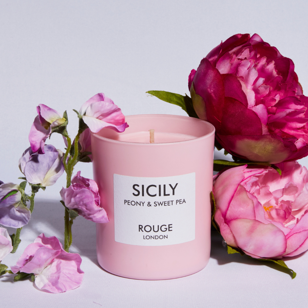 Sicily - Peony & Sweet Pea Luxury Scented Candle - By Rouge London