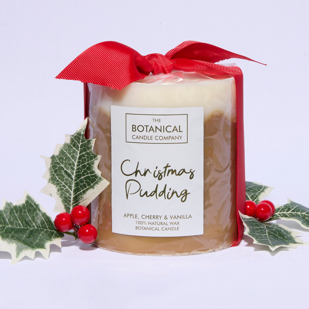 Christmas Pudding TESTER Medium Luxury Botanical Candle - Apple, Cherry and Vanilla