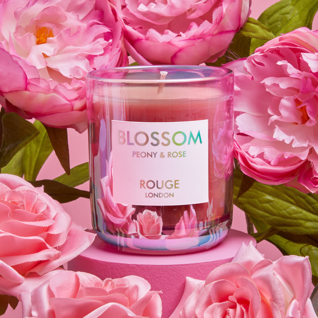 Happy Scent Co blossom peony rose candle