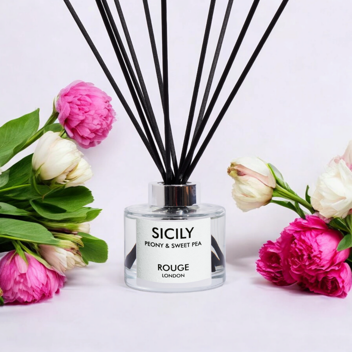 Sicily - Peony & Sweet Pea Luxury Scented Reed Diffuser - By Rouge London