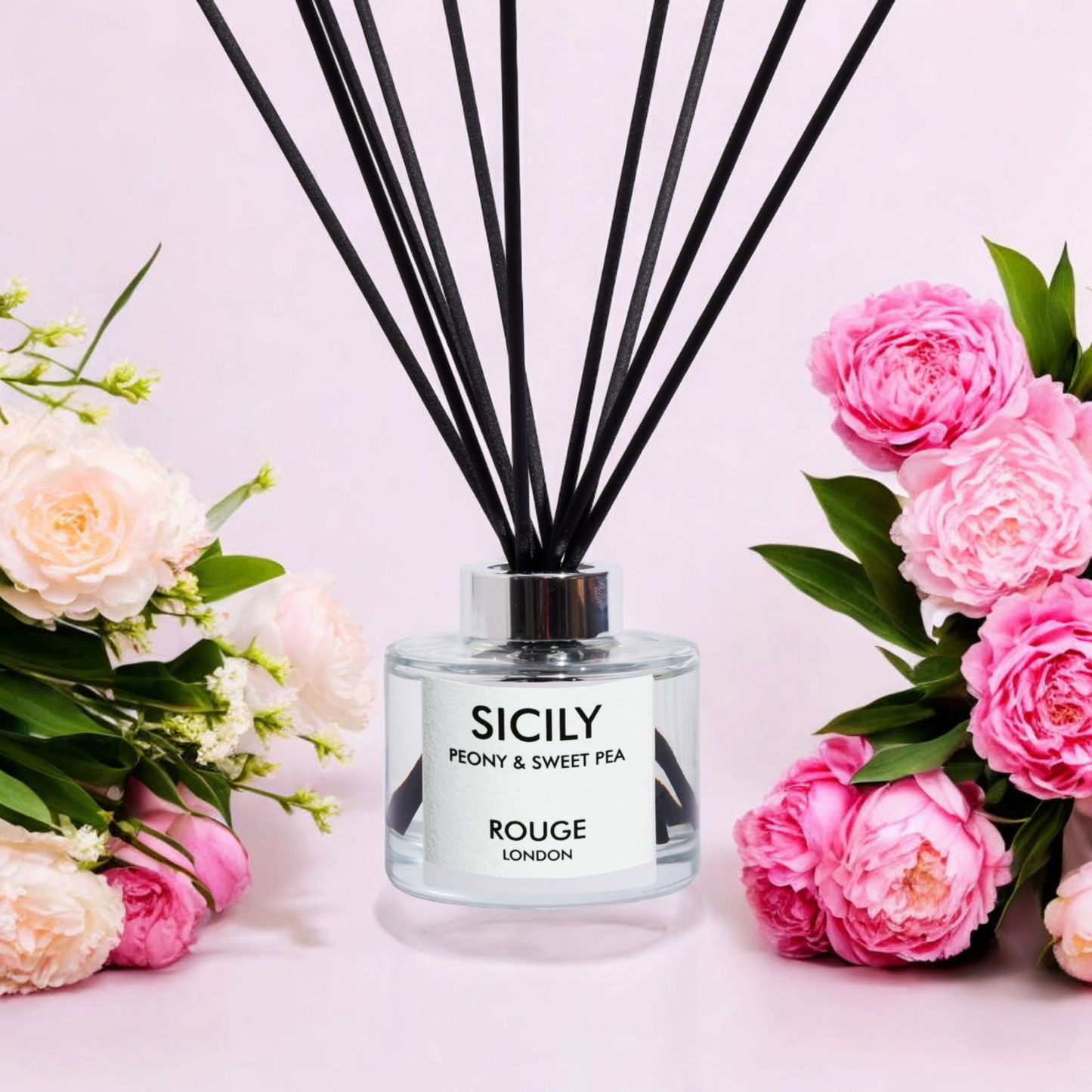 Sicily - Peony & Sweet Pea Luxury Scented Reed Diffuser - By Rouge London